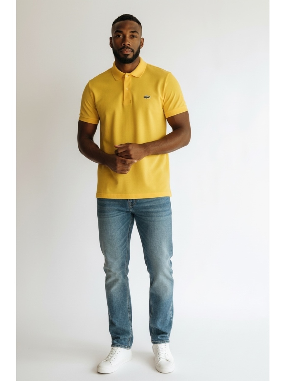 Lacoste Men's Yellow Polo Shirt Size 7 Cotton-Polyester Blend